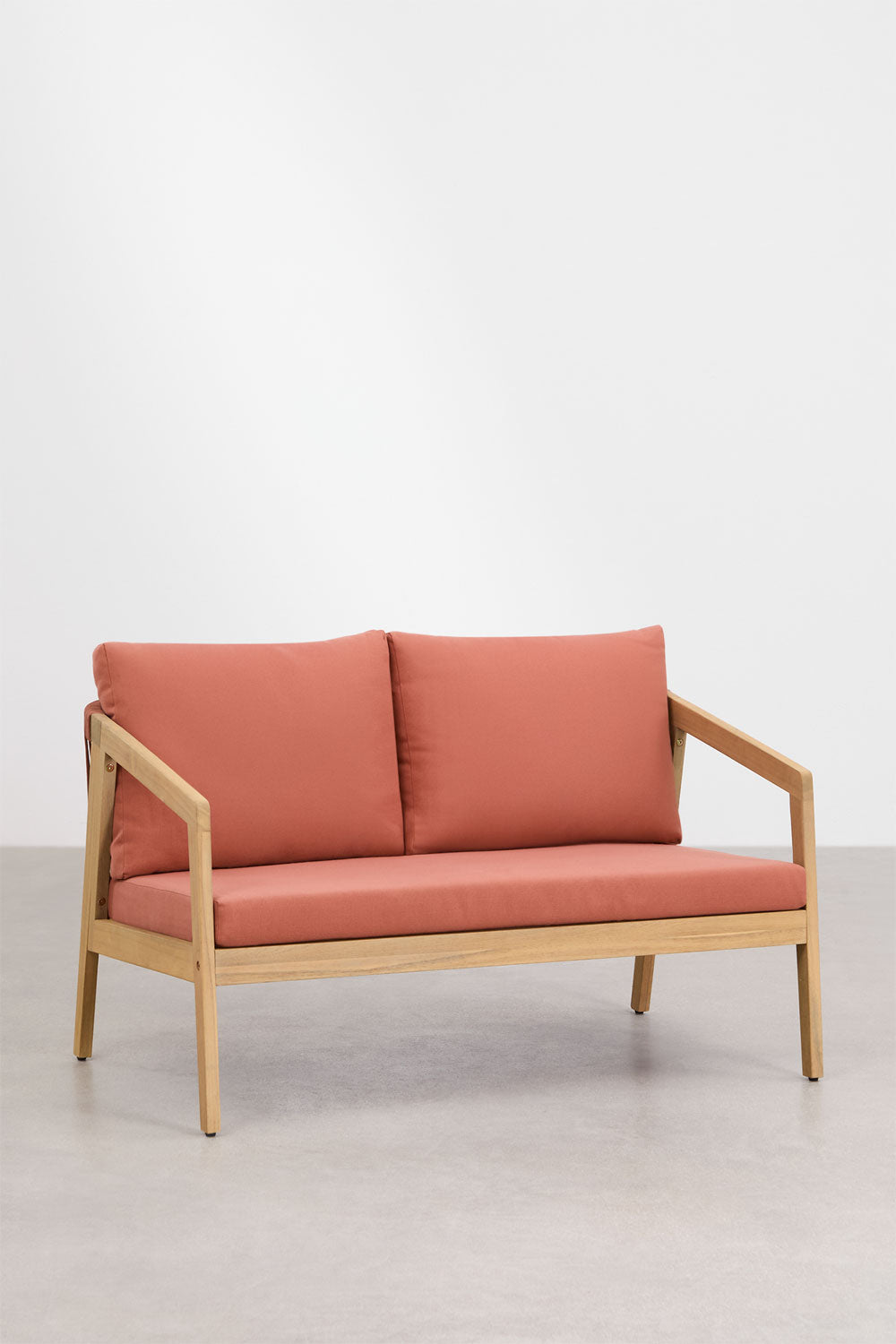 Sofa KAROLINA, 2 vietų, akacijos mediena + virvelė, šviesiai ruda (2)