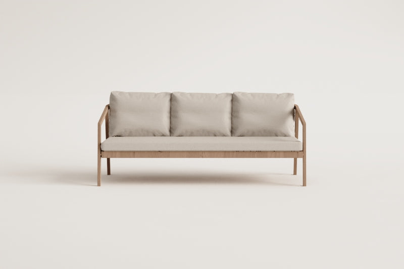 Sofa KAROLINA, 3 vietų, akacijos mediena, tamsus