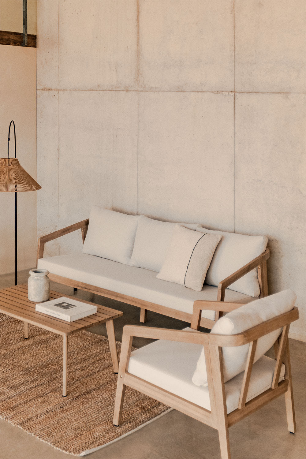 Sofa KAROLINA, 3 vietų, akacijos mediena, tamsus