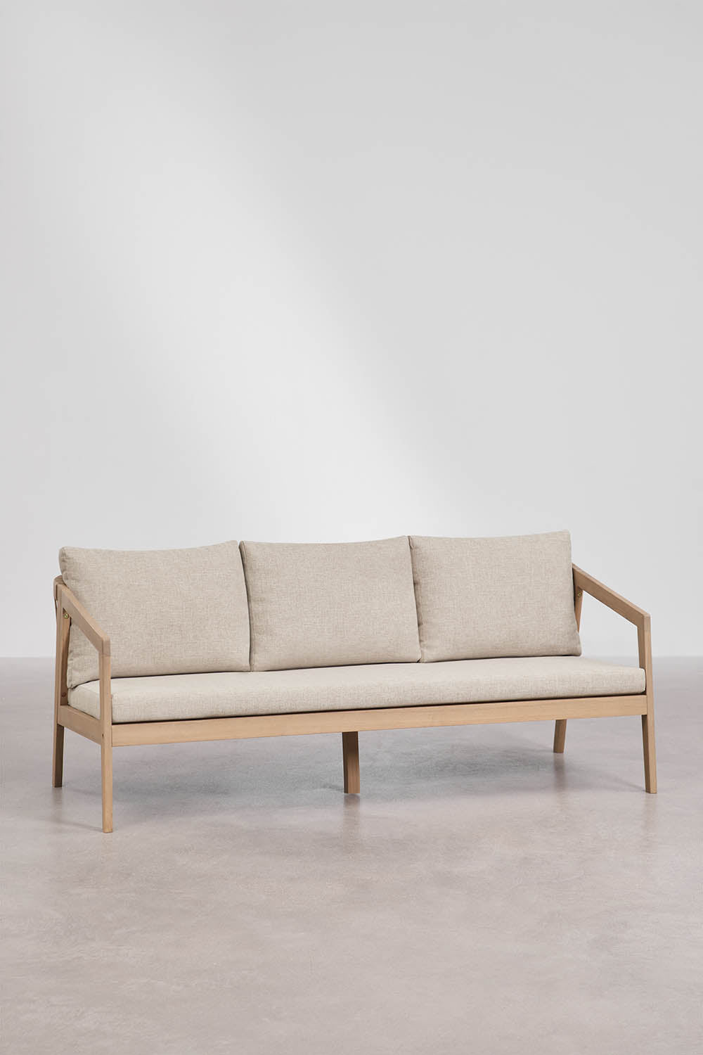 Sofa KAROLINA, 3 vietų, akacijos mediena + virvelė, šviesiai ruda (1)