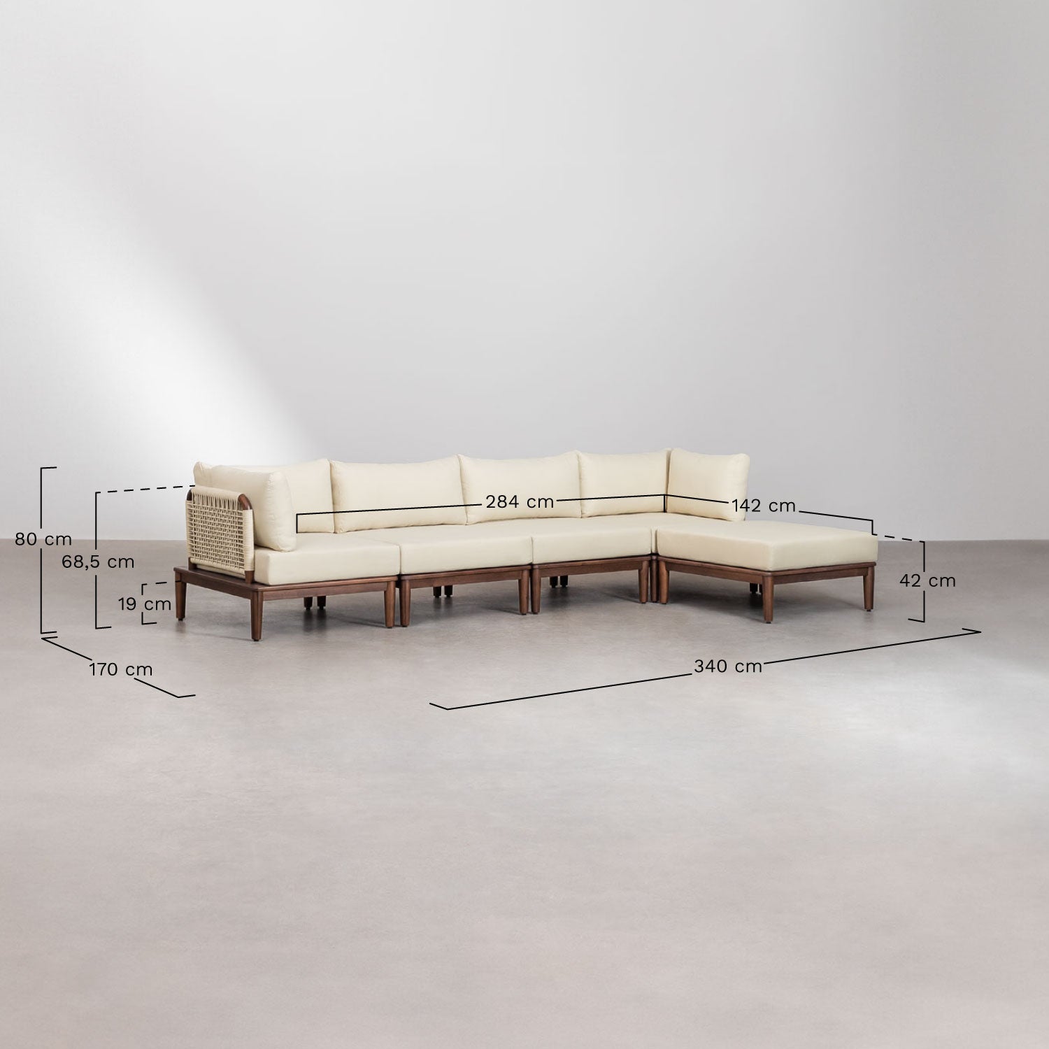 Sofa MODENA, 4 dalys ir pufas