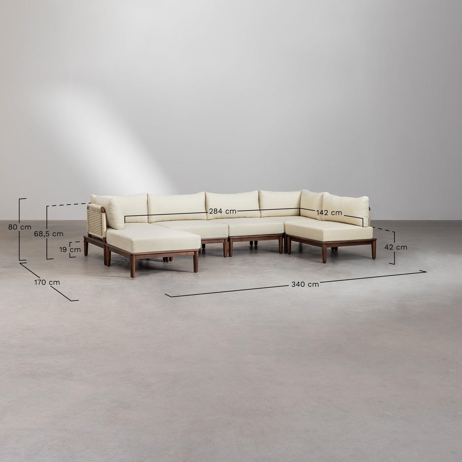 Sofa MODENA, 5 dalys su pufu