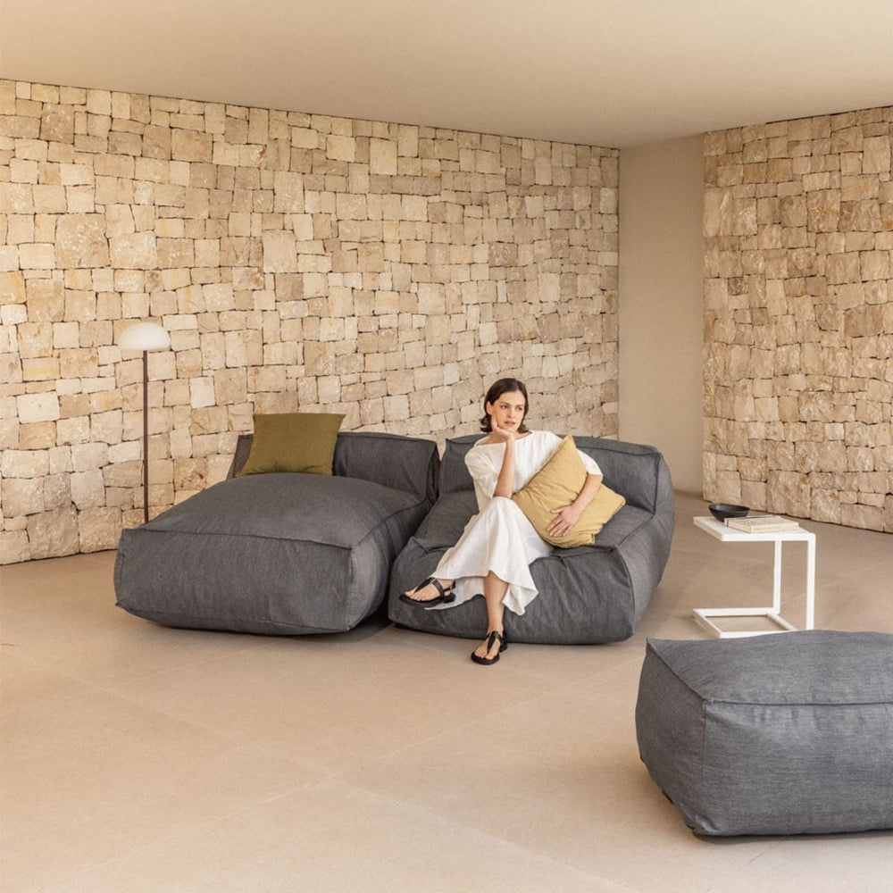 Modular outdoor sofa VELVA, 2-piece with chaise lounge, granite grey