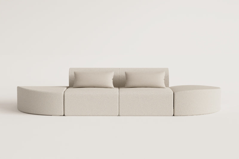 Modulinė sofa BORJANA su 2 trikampiais pufais – formos linijos