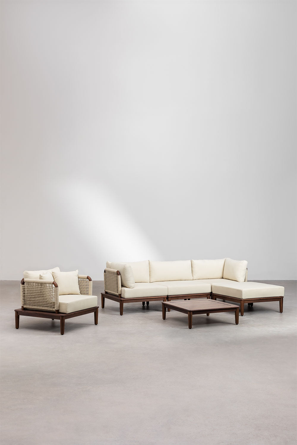 Modulinė sofa DZORELA, tamsi akacija, 4 dalys kampinė ir staliukas