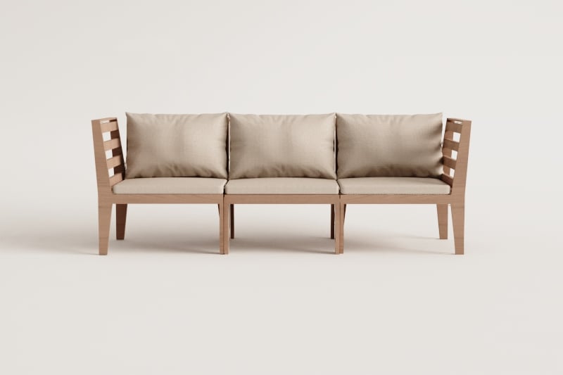 Sofa MODULO, trivietė su porankiais, balta