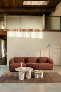 Modulinė sofa KOKETERA, rūdžių spalvos šenilas, 3 dalys su gultu