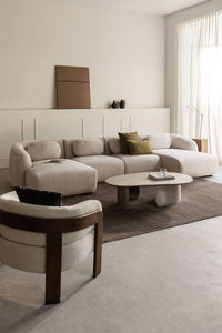 Modulinė sofa KOKETERA, kreminis šenilas, 4 dalys su dvigubu gultu