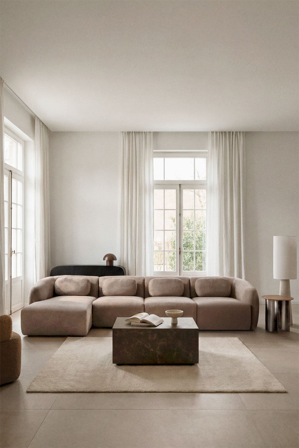 Modulinė sofa KOKETERA kviečių spalvos šenilas spalvos, šenilo audinys
