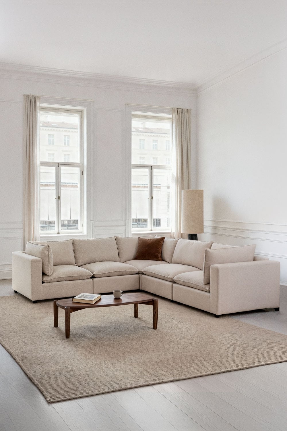 Modulinė sofa DZORELA – bendras vaizdas, tamsi akacija