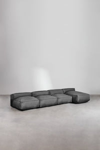 Modulinė sofa DOJANSA baltame fone, granito pilka audinys