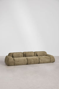 Modulinė sofa MERIDENA visu dydžiu, šalavijo žalia storas šenilo audinys