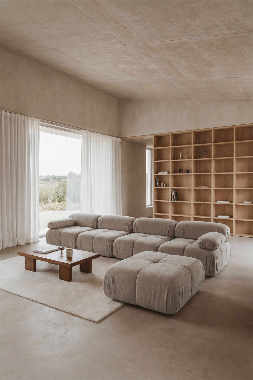 Modulinė sofa KENDALA baltame fone, boucle šalavijo žalia