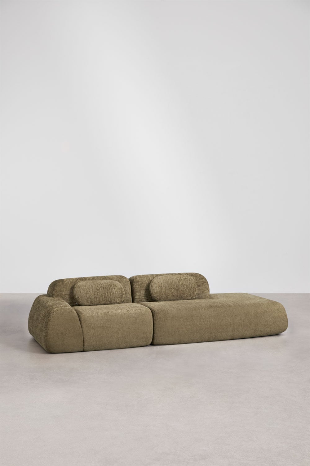 Modulinė sofa MERIDENA, storas šenilo audinys, šalavijo žalia spalva