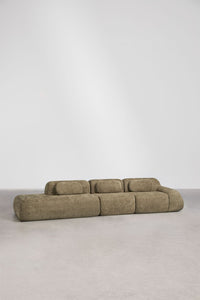 Modulinė sofa MERIDENA visu dydžiu, šalavijo žalia storas šenilo audinys