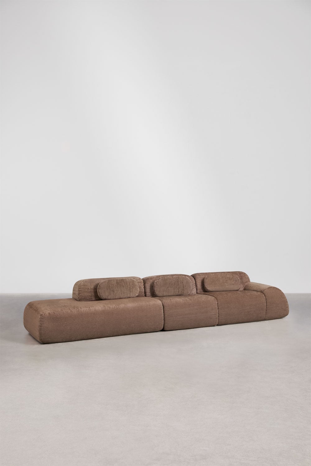 Modulinė sofa MERIDENA, ruda virvelė storas šenilo audinys