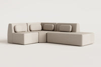 Modulinė kampinė sofa MERIDENA apvalintų formų detalė