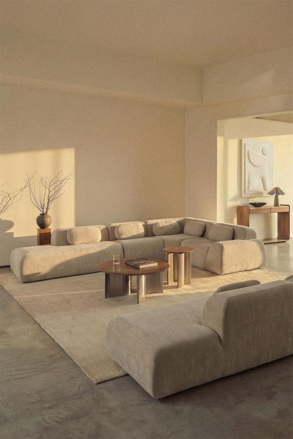 Modulinė kampinė sofa MERIDENA, storas šenilas, 374 cm, kairė