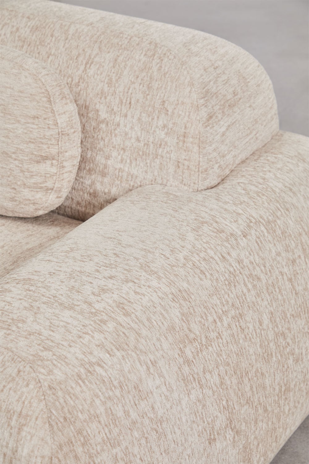 Modulinė kampinė sofa MERIDENA šoninis profilis, storas šenilas storas šenilo audinys