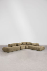 Modulinė kampinė sofa MERIDENA, šalavijo žalia, dvigubas gultas