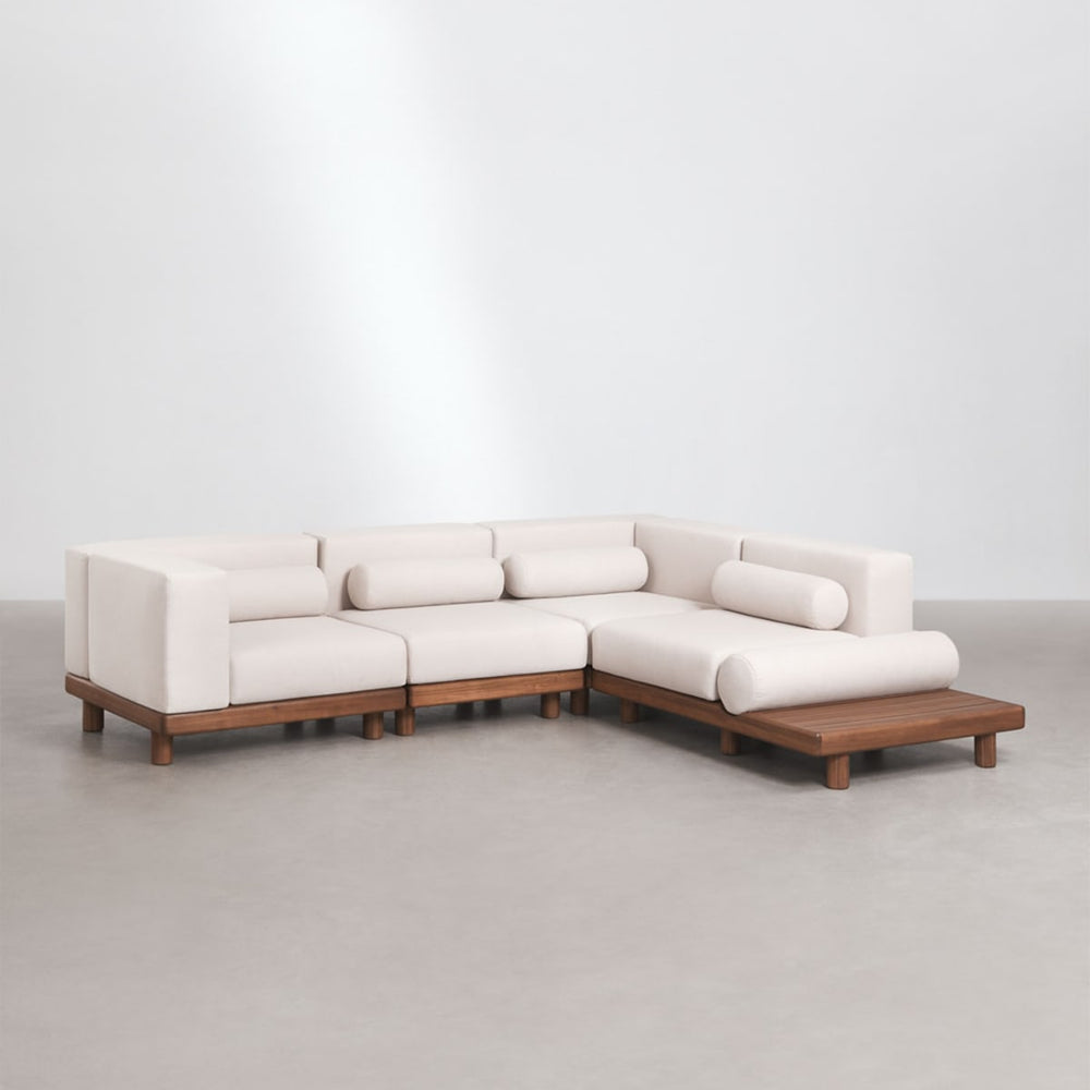 Modular 4-piece outdoor sofa KORKO with side table, acacia