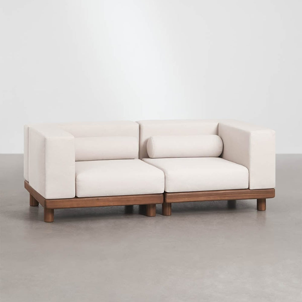 KORKO 2-Piece Modular Outdoor Sofa with Corners, Acacia