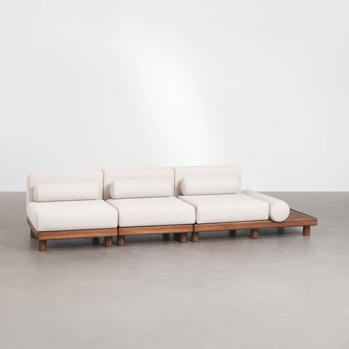 Modular outdoor sofa KORKO with side table, acacia