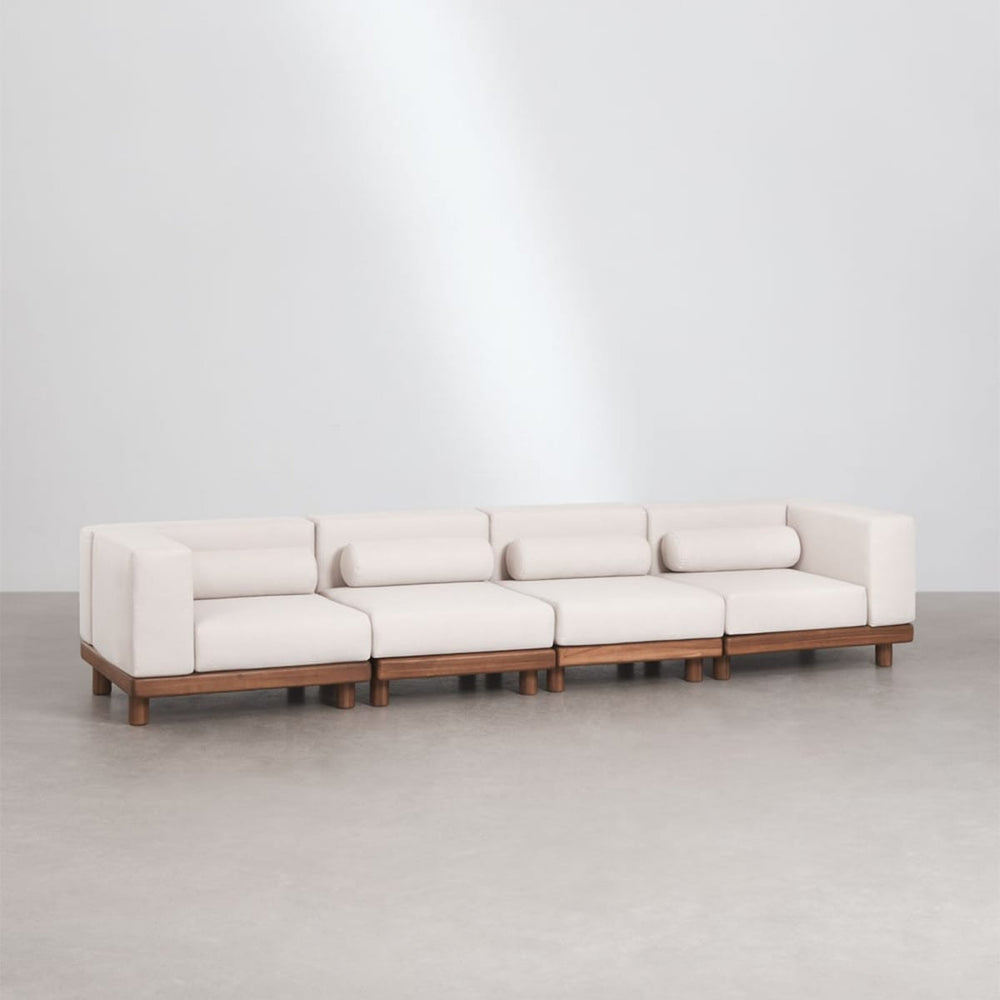 Modular 4-piece outdoor sofa KORKO with corners, acacia