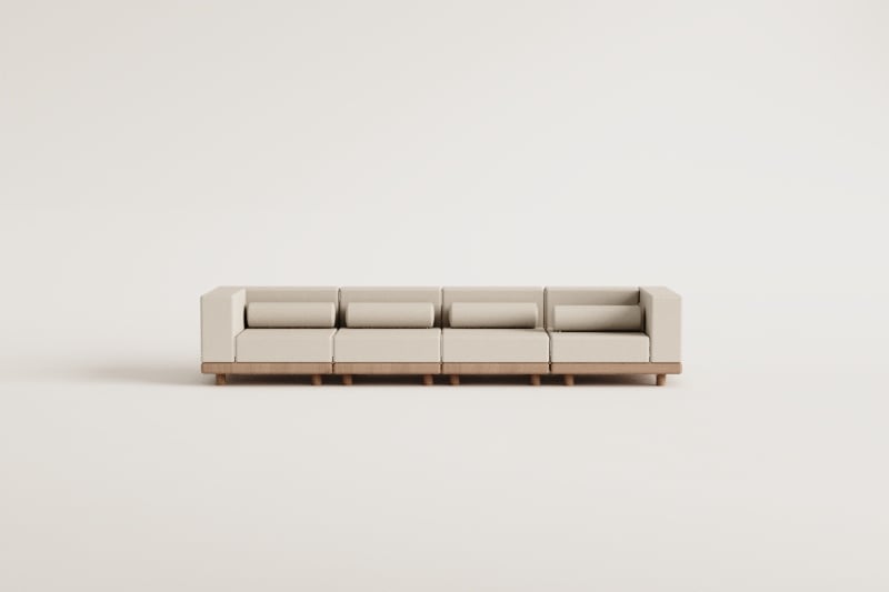 Modulinė 4 dalių lauko sofa KORKO su kampais, akacija