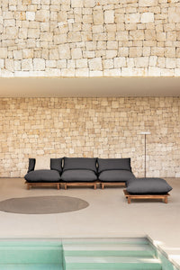 Lauko modulinė sofa ALBA iš priekio, akacijos spalvos