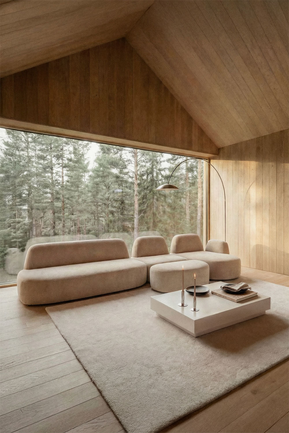 Modulinė sofa DZORELA, rudas šenilas, 3 dalys su kampu ir pufu