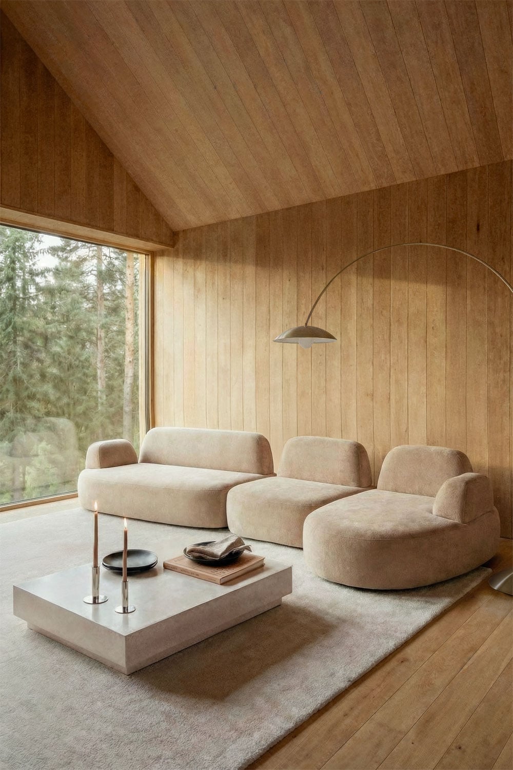 Modulinė sofa DZORELA šviesiai rudas šenilas spalvos