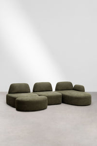 Modulinė sofa DZORELA karinės žalios spalvos, šenilo