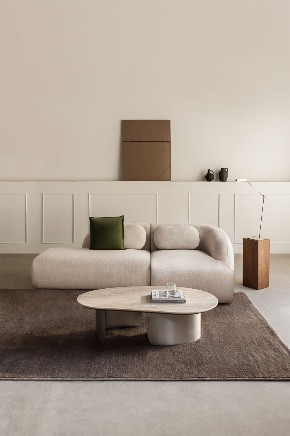 Modulinė sofa KOKETERA, kreminis šenilas šenilo audinys