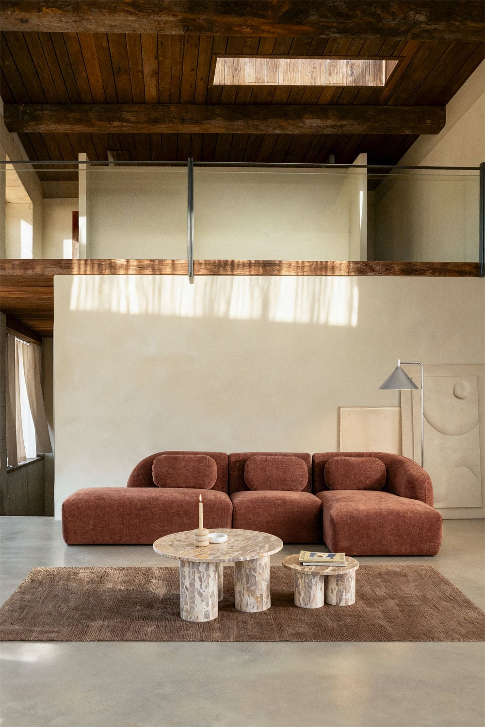 Modulinė sofa KOKETERA visu dydžiu, rūdžių spalvos šenilas šenilo audinys