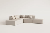 Modulinė kampinė sofa KARDENA su gultu ir pufu – spalvos niuansas iš arti