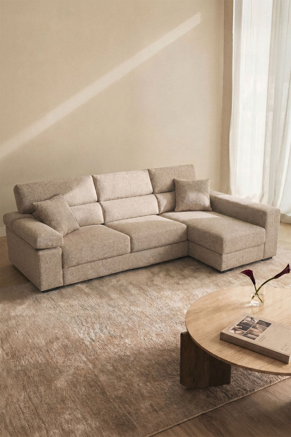 Kampinė sofa ARAMENA visu dydžiu, kviečių spalvos