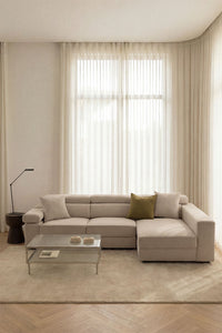 Kampinė sofa ARAMENA, poliesterio audinys, smėlio spalvos audinys spalva