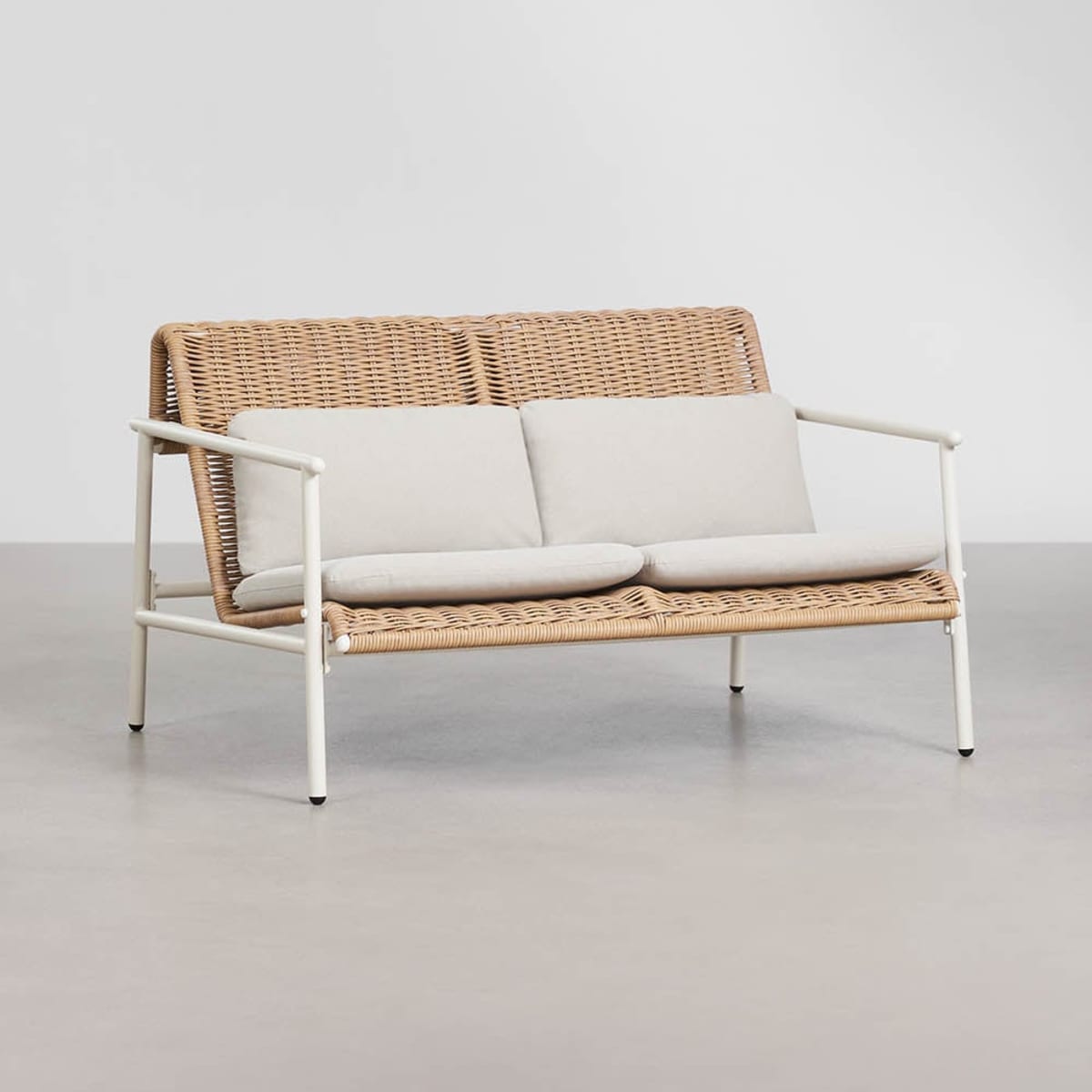 Two-seater outdoor sofa RATANO, rattan, white
