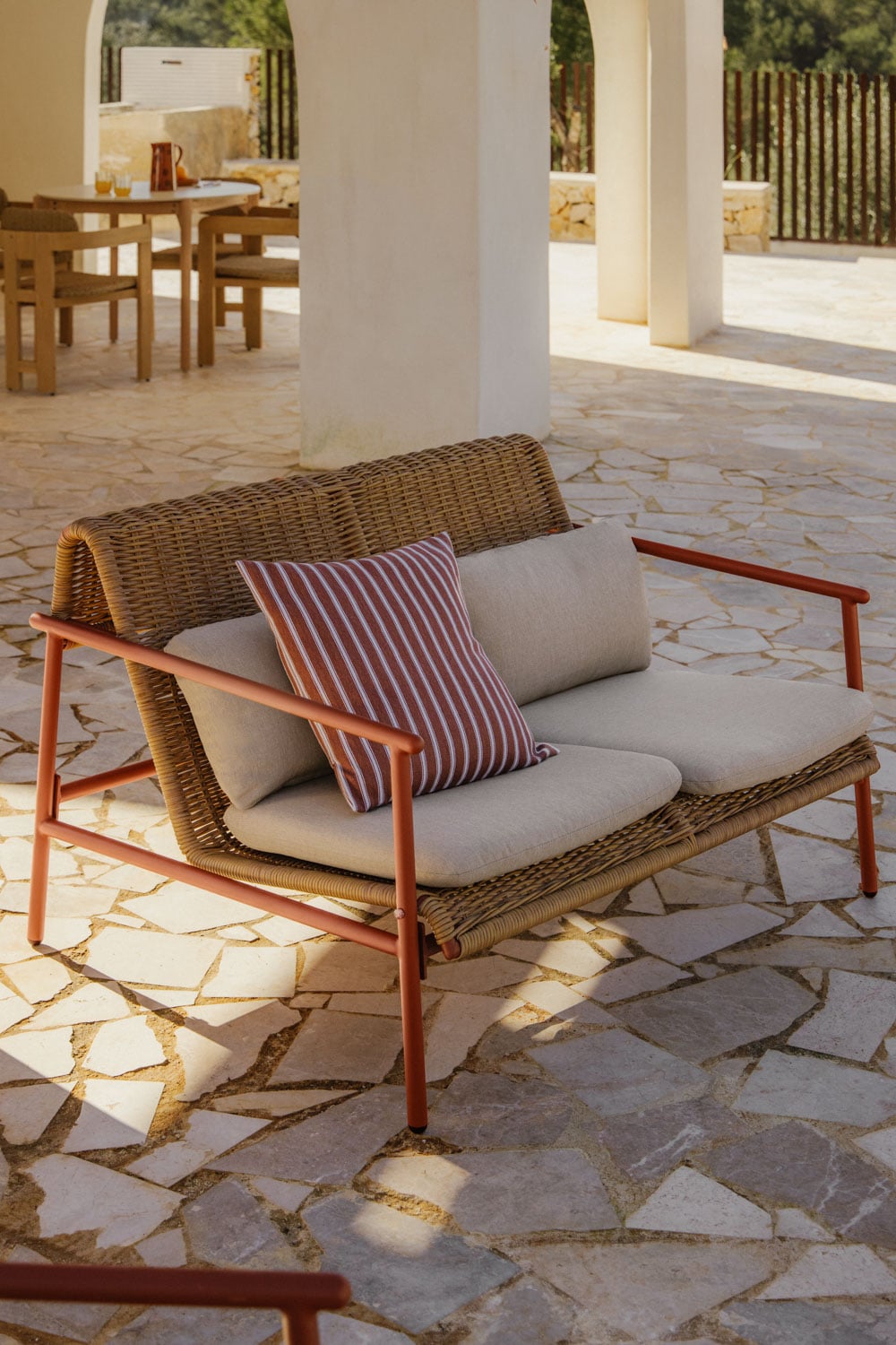 Two-seater outdoor sofa RATANO, rattan, white