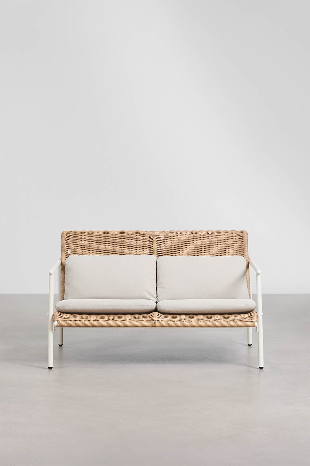 Two-seater outdoor sofa RATANO, rattan, white