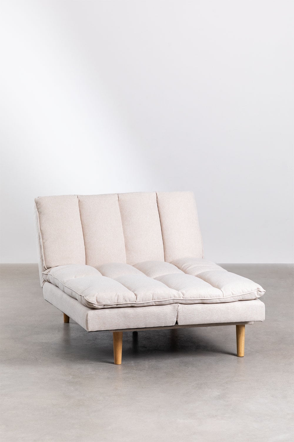 Dvivietė sofa-lova VEKA šoninis profilis, smėlio poliesterio audinys