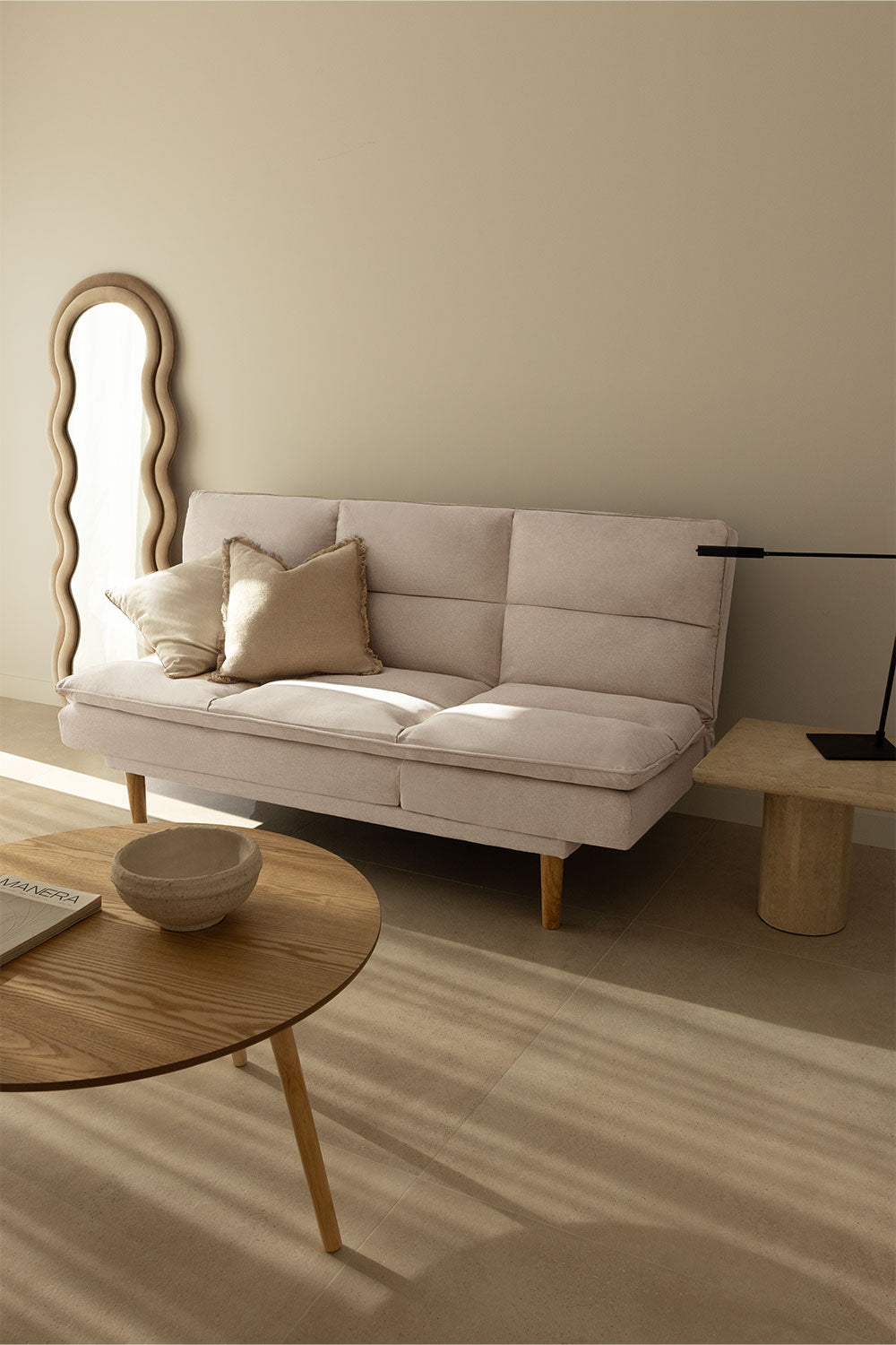 Dvivietė sofa-lova VEKA, smėlio