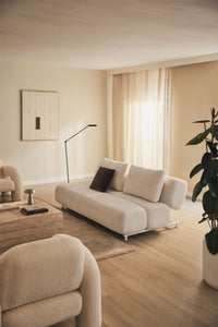 Sofa-lova MAJAMA visu dydžiu, baltas boucle boucle audinys