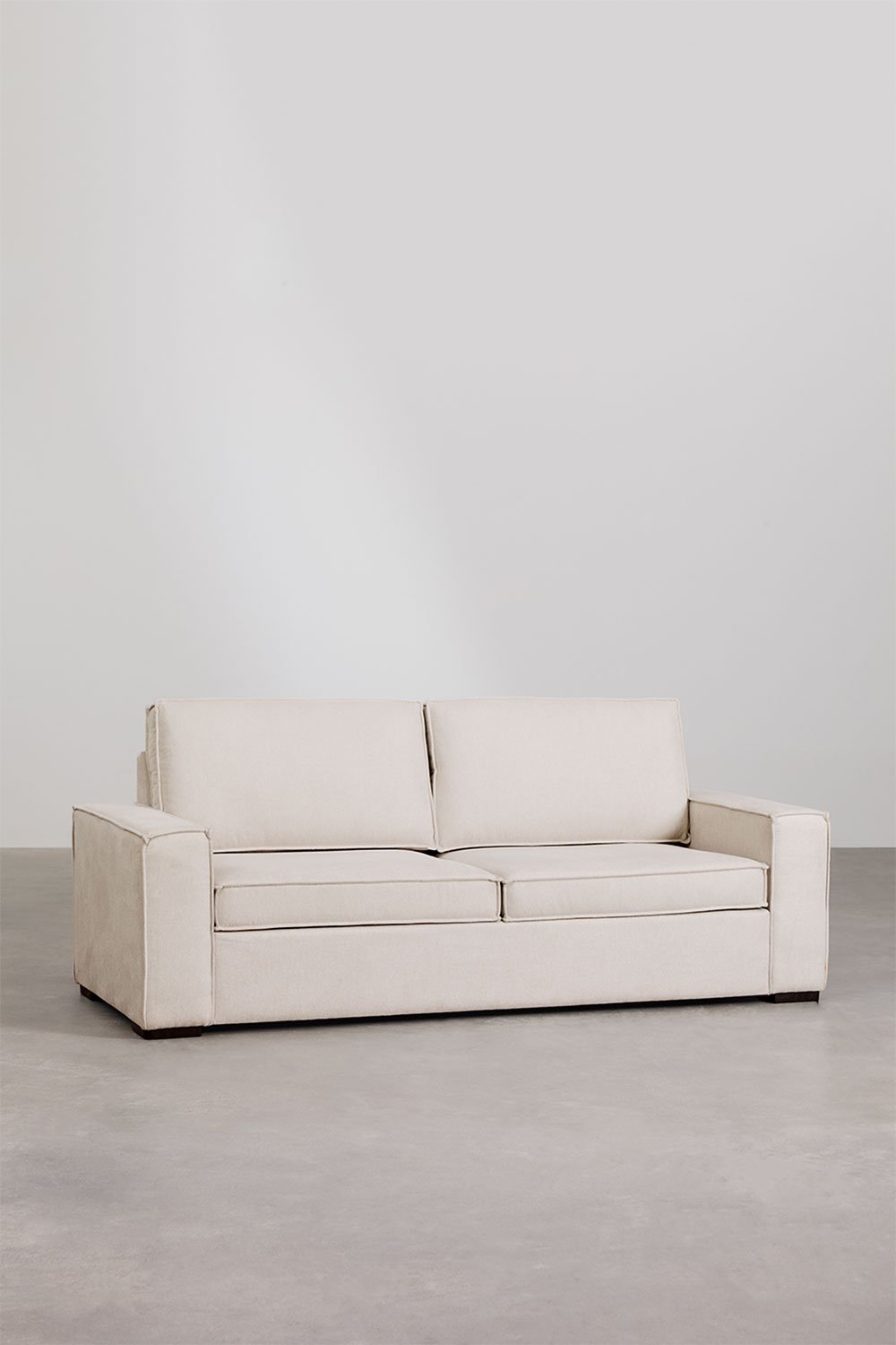 Išlankstoma trivietė sofa OLVAR iš audinio, smėlio spalvos