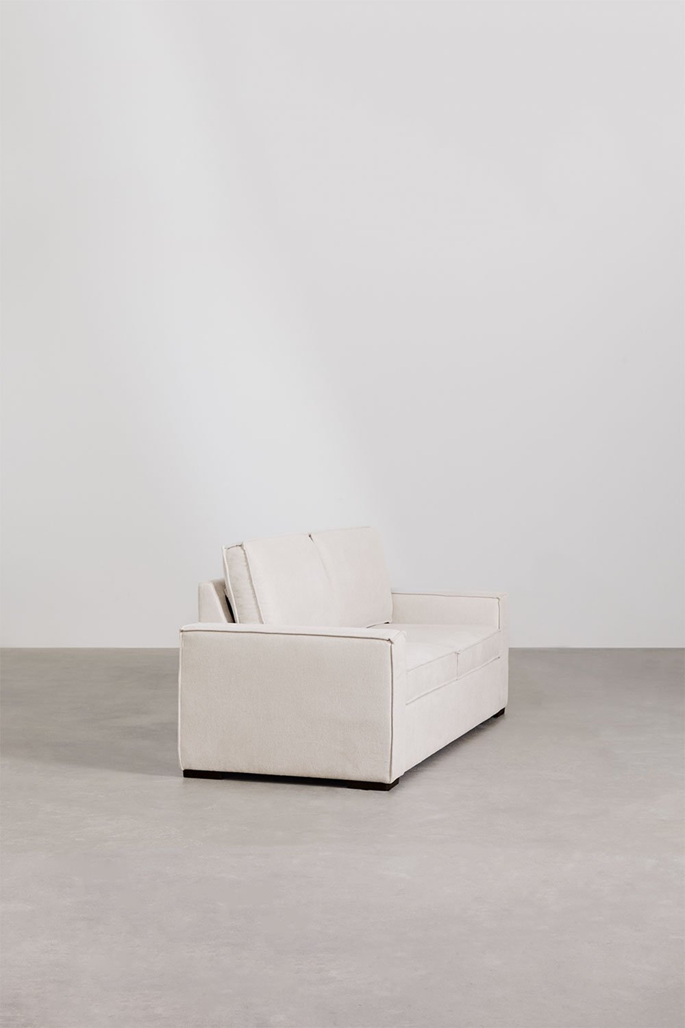 Išlankstoma trivietė sofa OLVAR iš audinio, smėlio spalvos