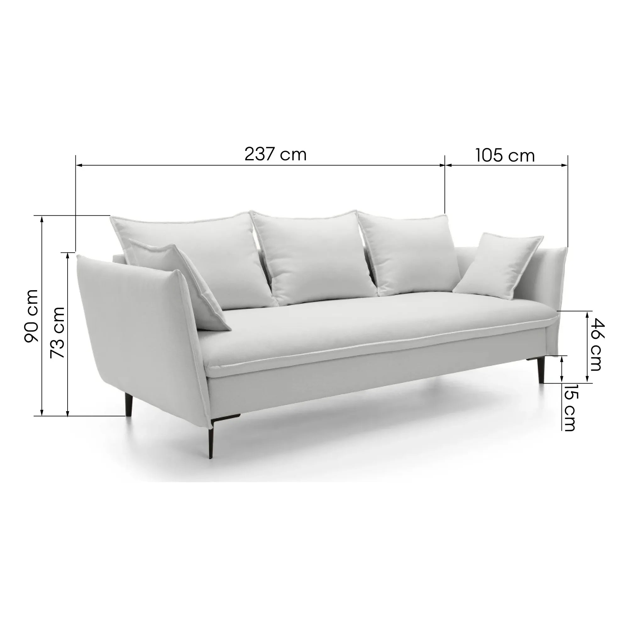 GLOSS Sofa Bed, light grey, velour