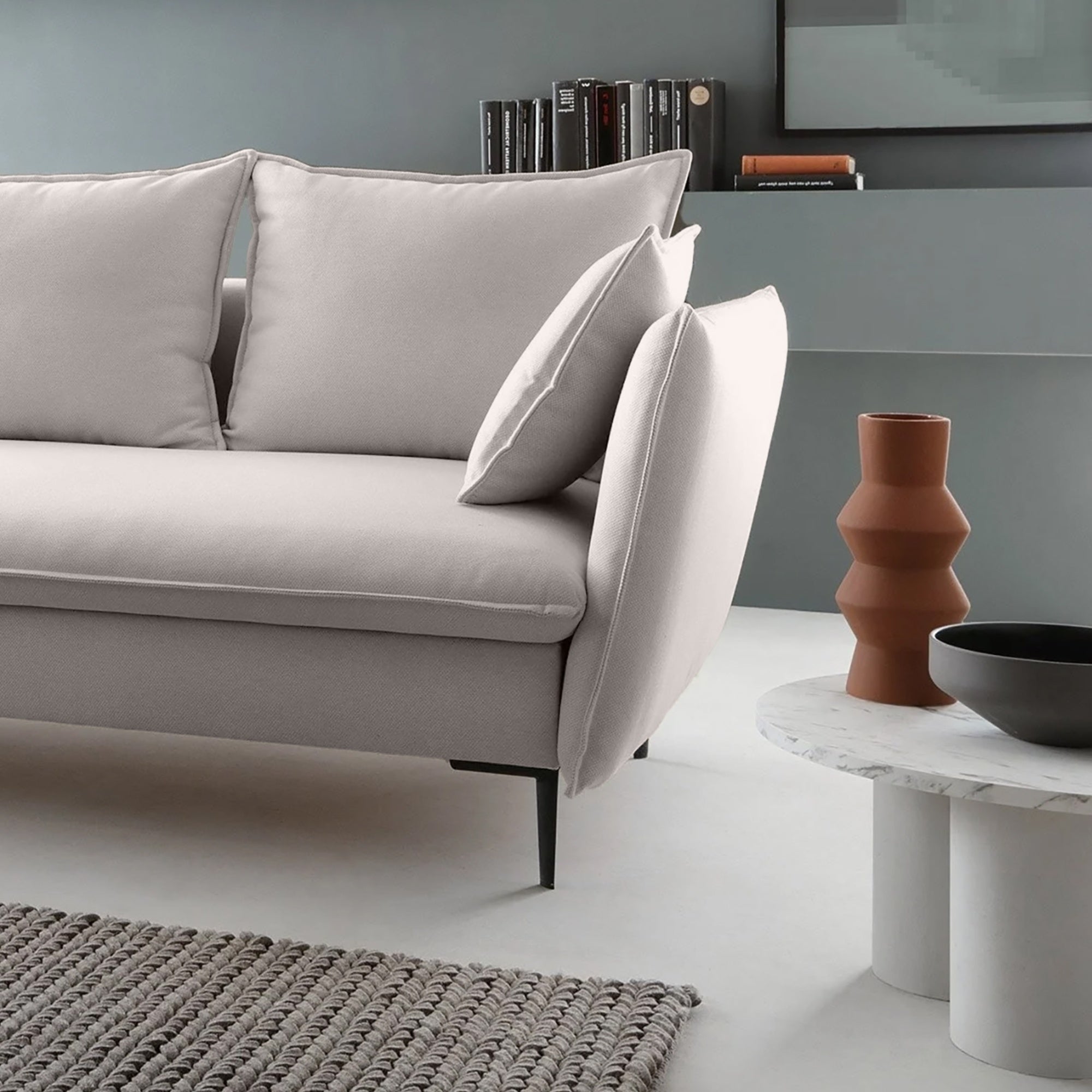 Sofa-lova GLOSS, pilkai smėlinė, veluras