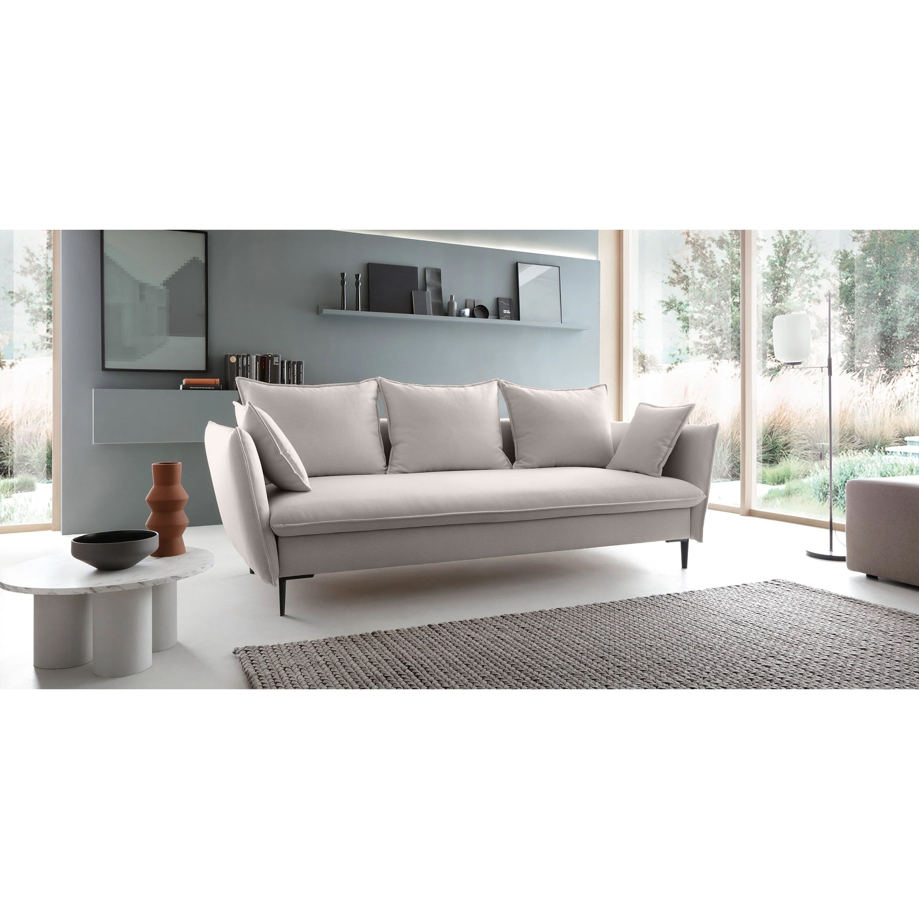Sofa-lova GLOSS, pilkai smėlinė, veluras
