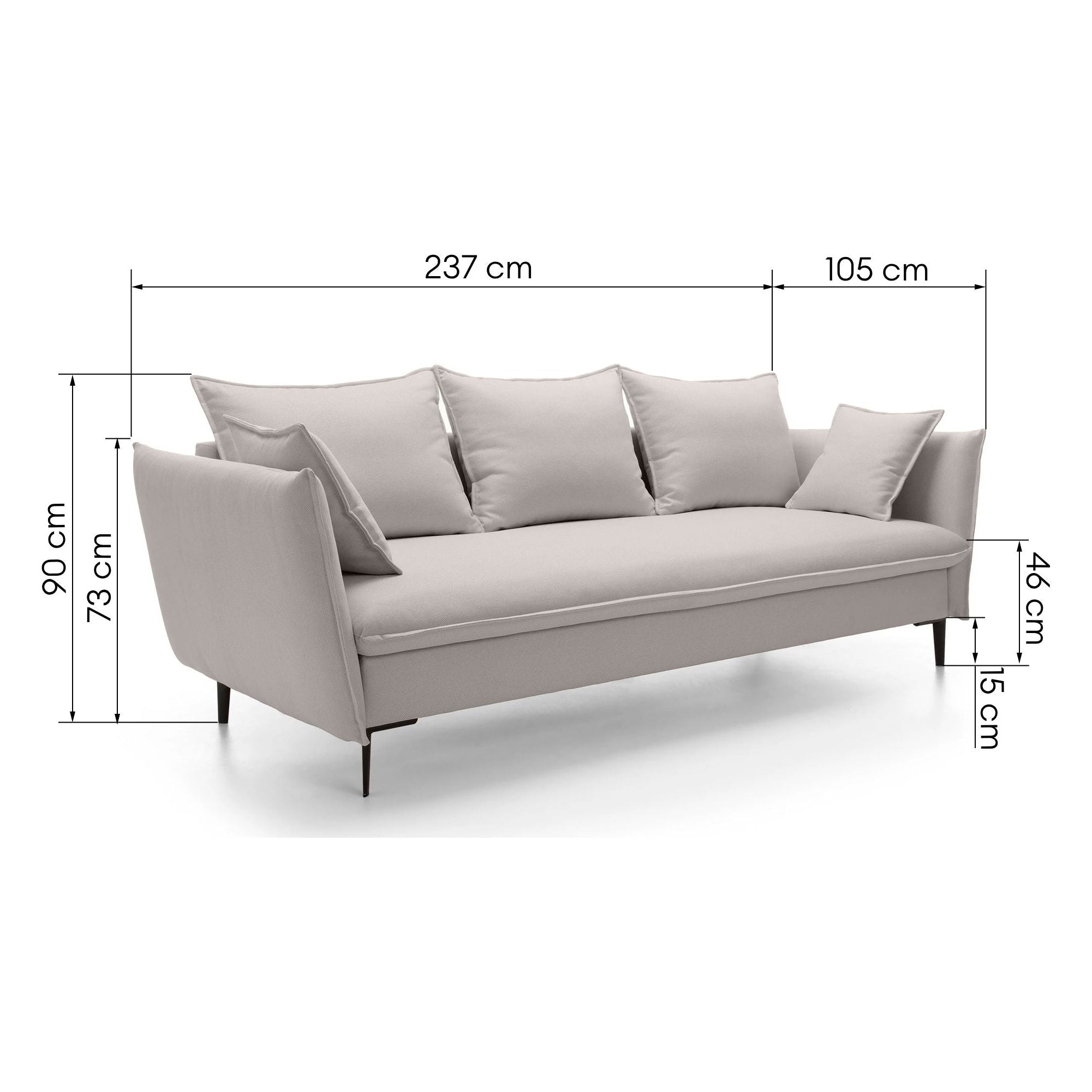 Sofa-lova GLOSS, pilkai smėlinė, veluras